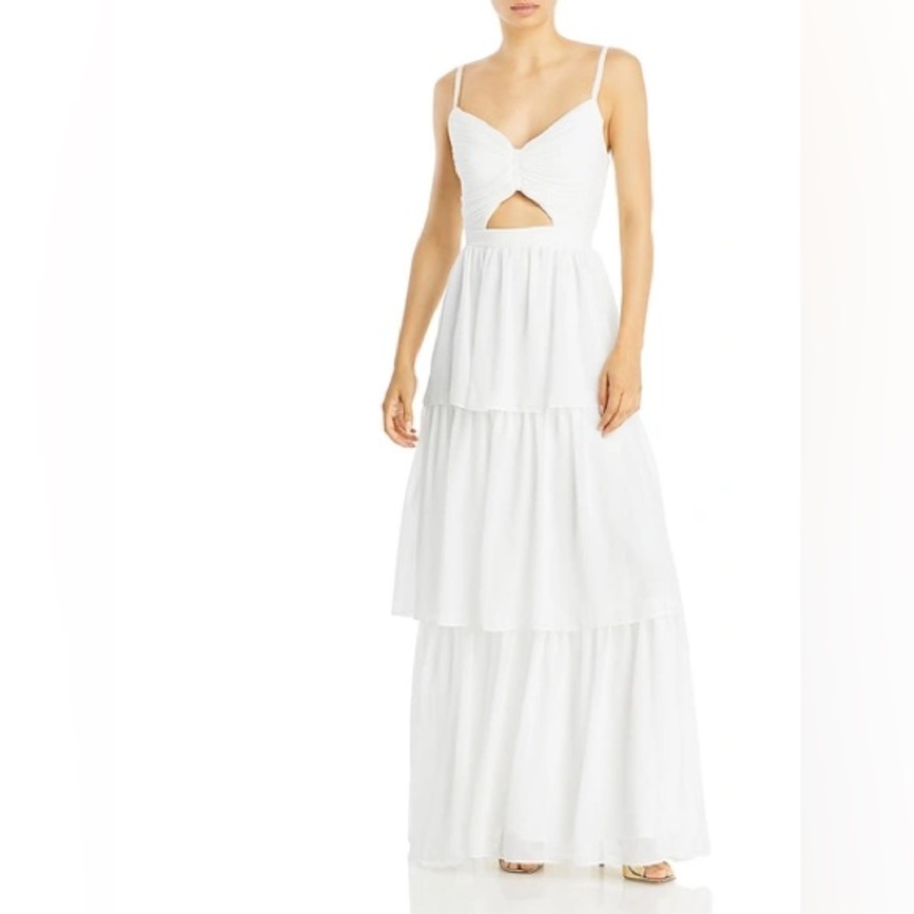 Aqua white tiered maxi dress cutout Size 4